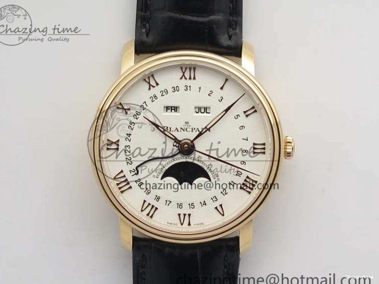 0824 Villeret 6651 RG ZF 1:1 Best Edition White Dial On Brown Leather Strap A ComfortFit 8097